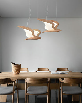 Lustra Lustre Forme d'Oiseau Bois Sculptural