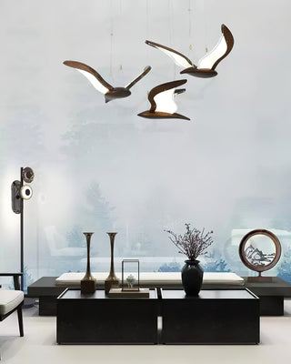 Lustra Lustre Forme d'Oiseau Bois Sculptural