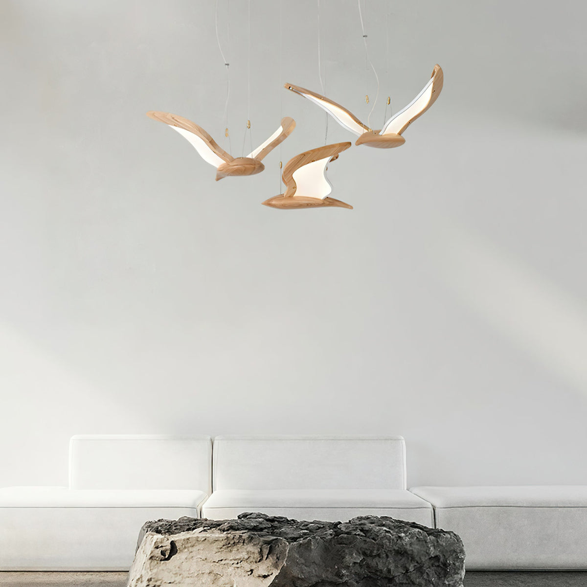 Brineria Lustre Forme d'Oiseau Bois Sculptural