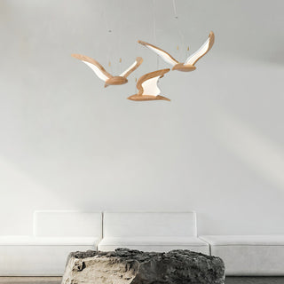Lustra Lustre Forme d'Oiseau Bois Sculptural