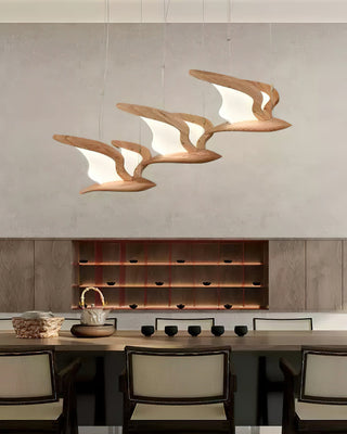 Lustra Lustre Forme d'Oiseau Bois Sculptural