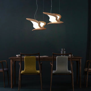 Lustra Lustre Forme d'Oiseau Bois Sculptural