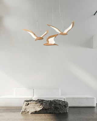 Lustra Lustre Forme d'Oiseau Bois Sculptural