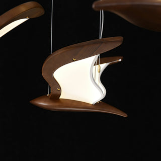 Lustra Lustre Forme d'Oiseau Bois Sculptural