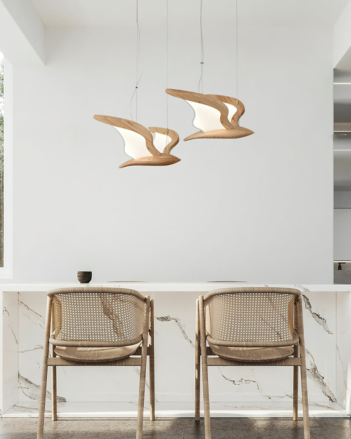 Brineria Lustre Forme d'Oiseau Bois Sculptural