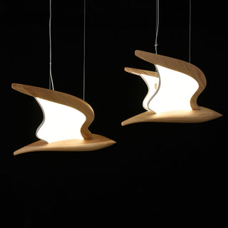 Lustra Lustre Forme d'Oiseau Bois Sculptural