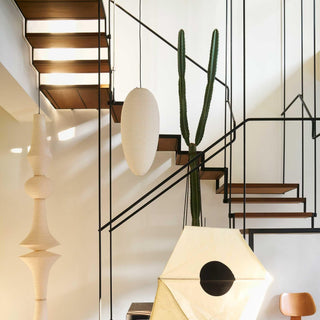 Myraean Moderne Minimaliste Wabi Châtaignier Papier Bambou Pendentif Lampe