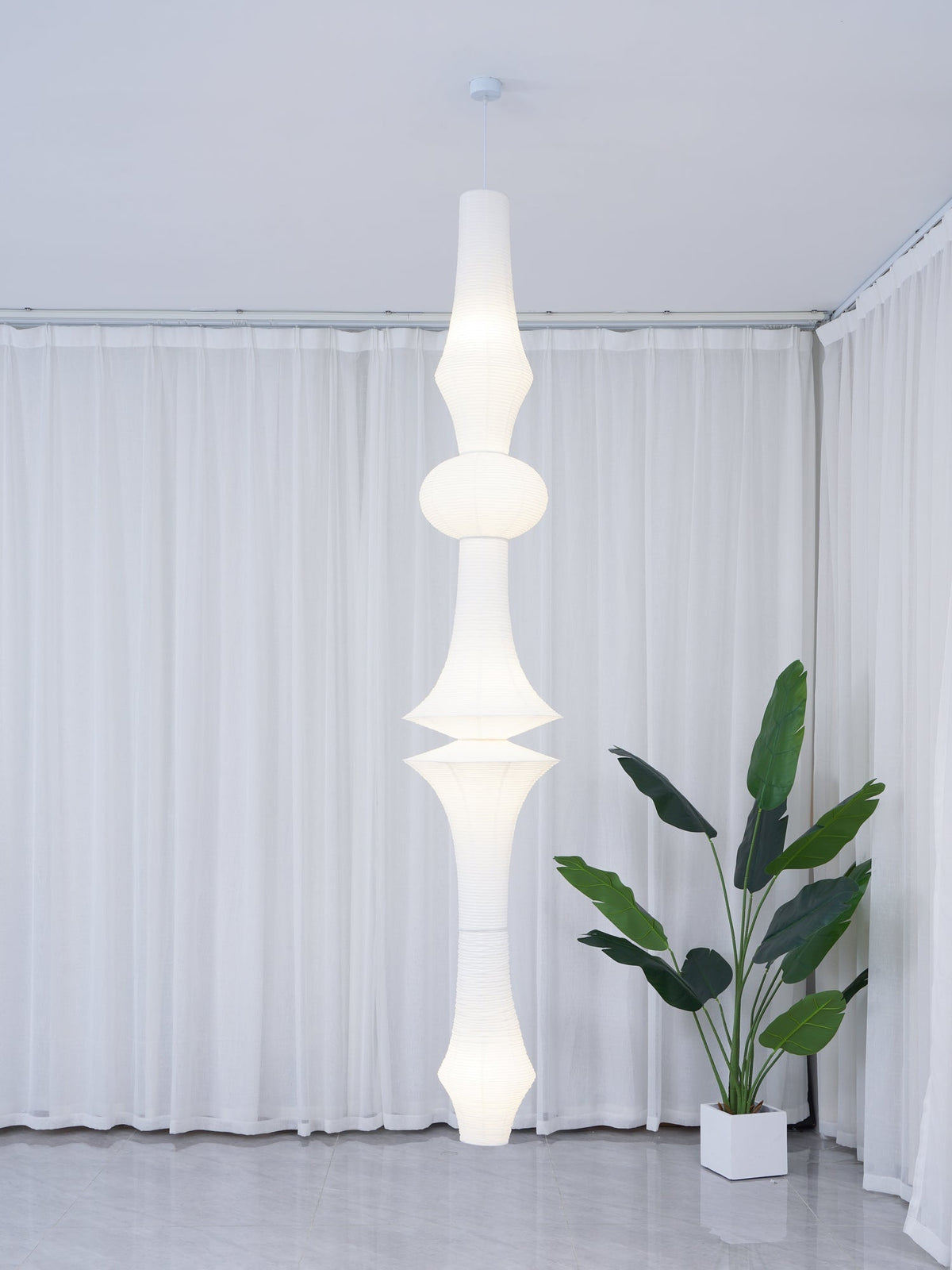 Noveny Suspension Luminaire Papier Washi E pour Salon-Cielum