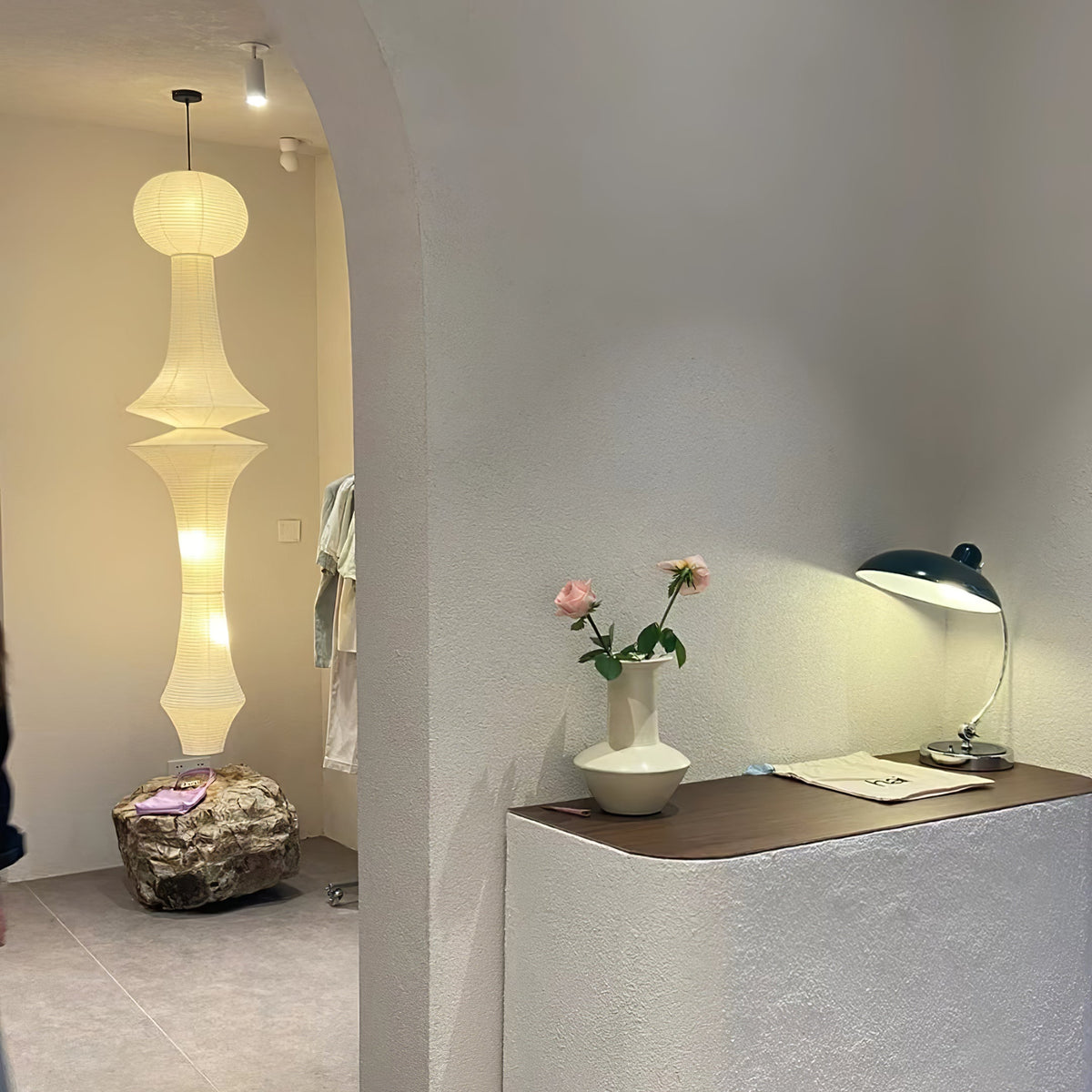 Noveny Suspension Luminaire Papier Washi E pour Salon-Cielum