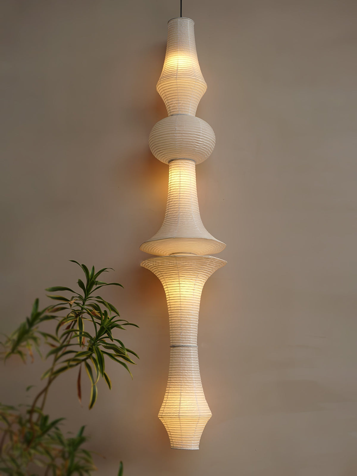 Noveny Suspension Luminaire Papier Washi E pour Salon-Cielum