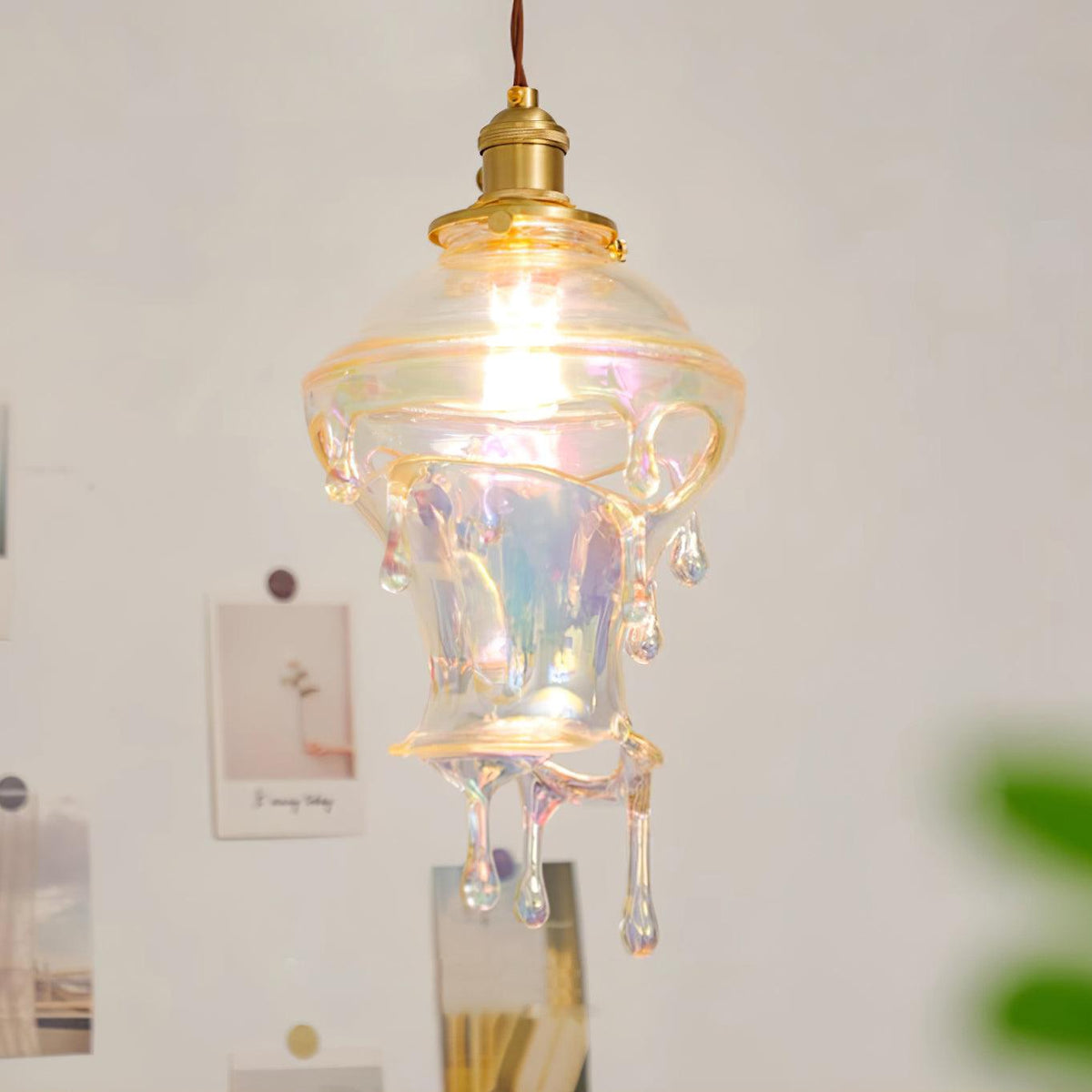 Pendant Lamp Iridescent Water Drop Shade Artistic Glow Contemporary-Neutral Decor