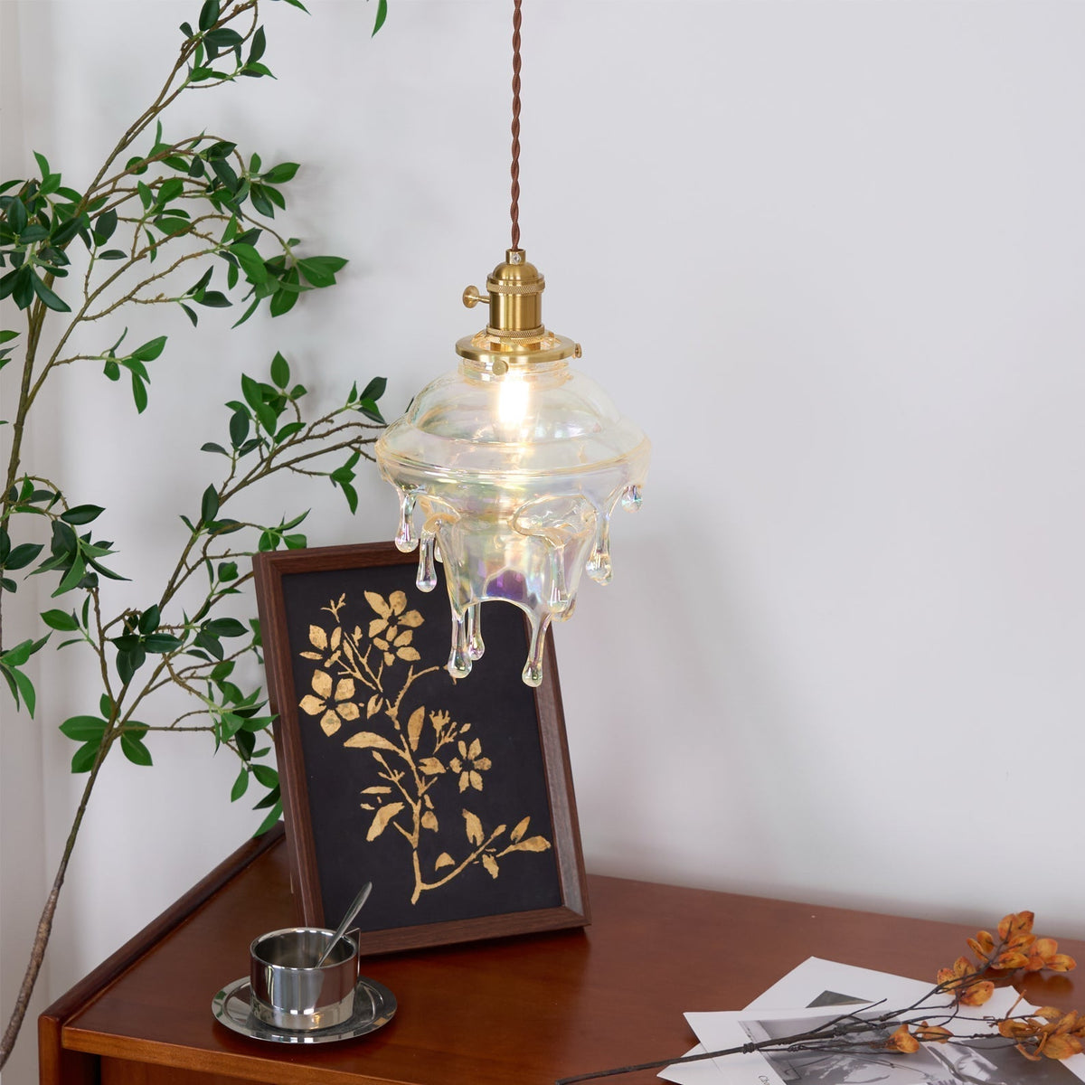Pendant Lamp Iridescent Water Drop Shade Artistic Glow Contemporary-Neutral Decor