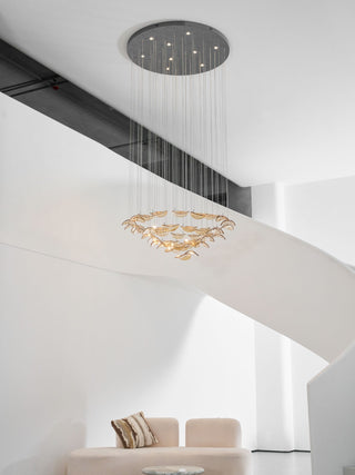 Wave Floating Leaf Chandelier-Neutral Decor