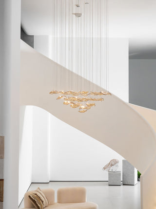Wave Floating Leaf Chandelier-Neutral Decor