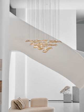 Wave Floating Leaf Chandelier-Neutral Decor