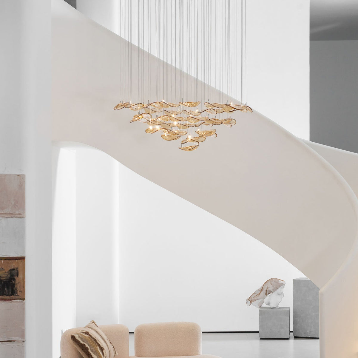 Wave Floating Leaf Chandelier-Neutral Decor