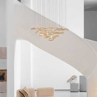 Wave Floating Leaf Chandelier-Neutral Decor