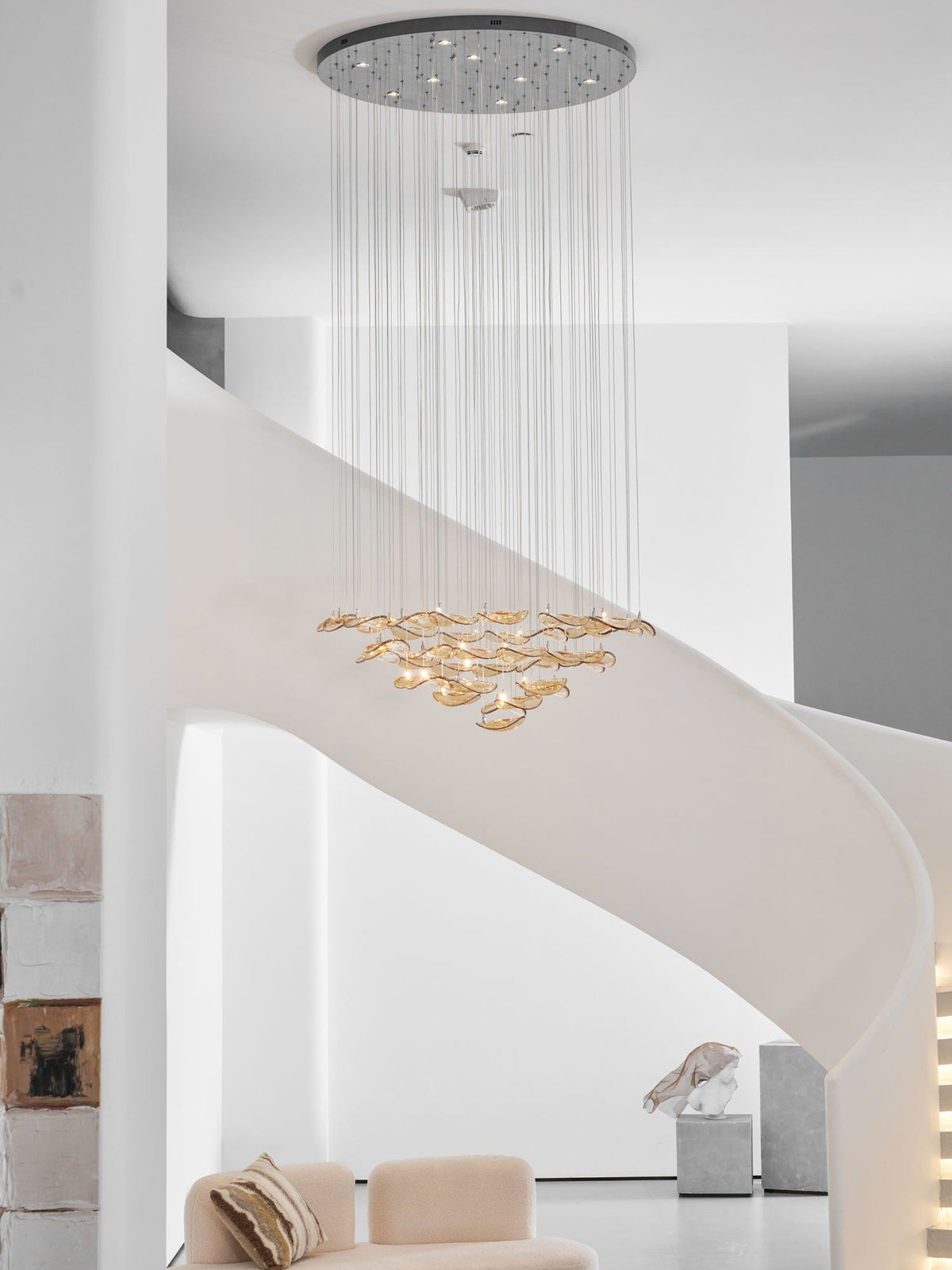 Wave Floating Leaf Chandelier-Neutral Decor