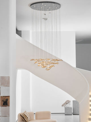 Wave Floating Leaf Chandelier-Neutral Decor