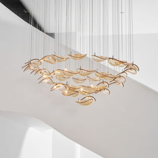Wave Floating Leaf Chandelier-Neutral Decor