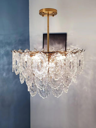 Lustra Lustre Vague en Verre et Fer Forgé Élégant-Luire