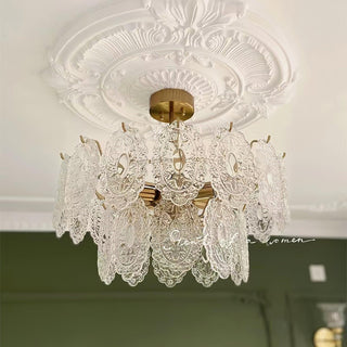 Lustra Lustre Vague en Verre et Fer Forgé Élégant-Luire