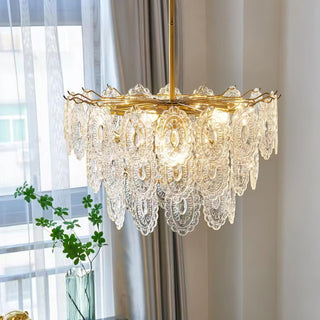 Lustra Lustre Vague en Verre et Fer Forgé Élégant-Luire