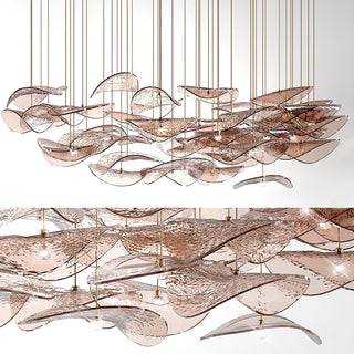 Wave Floating Leaf Chandelier-Neutral Decor