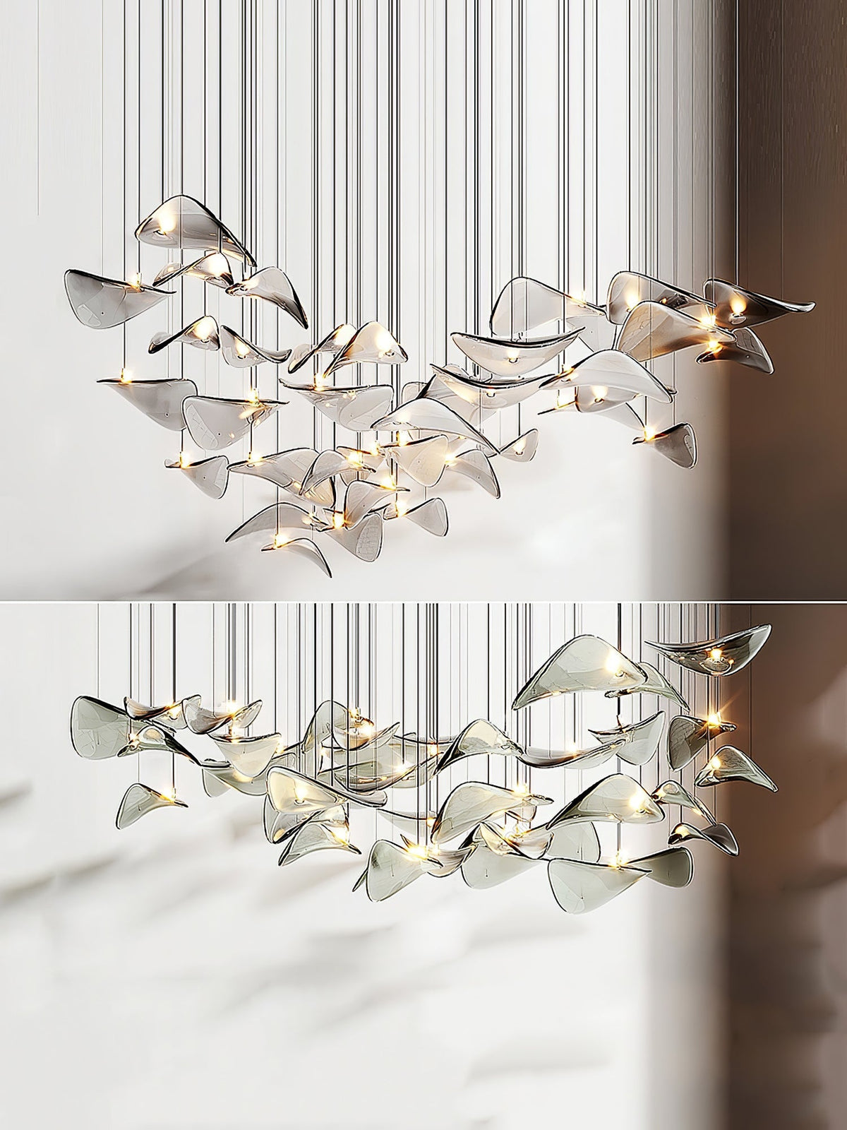 Wave Floating Leaf Chandelier-Neutral Decor