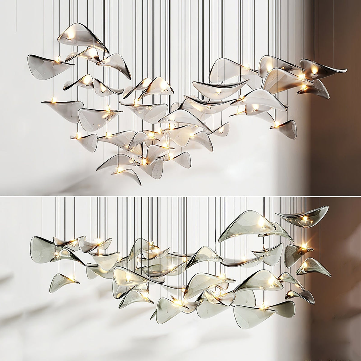 Wave Floating Leaf Chandelier-Neutral Decor