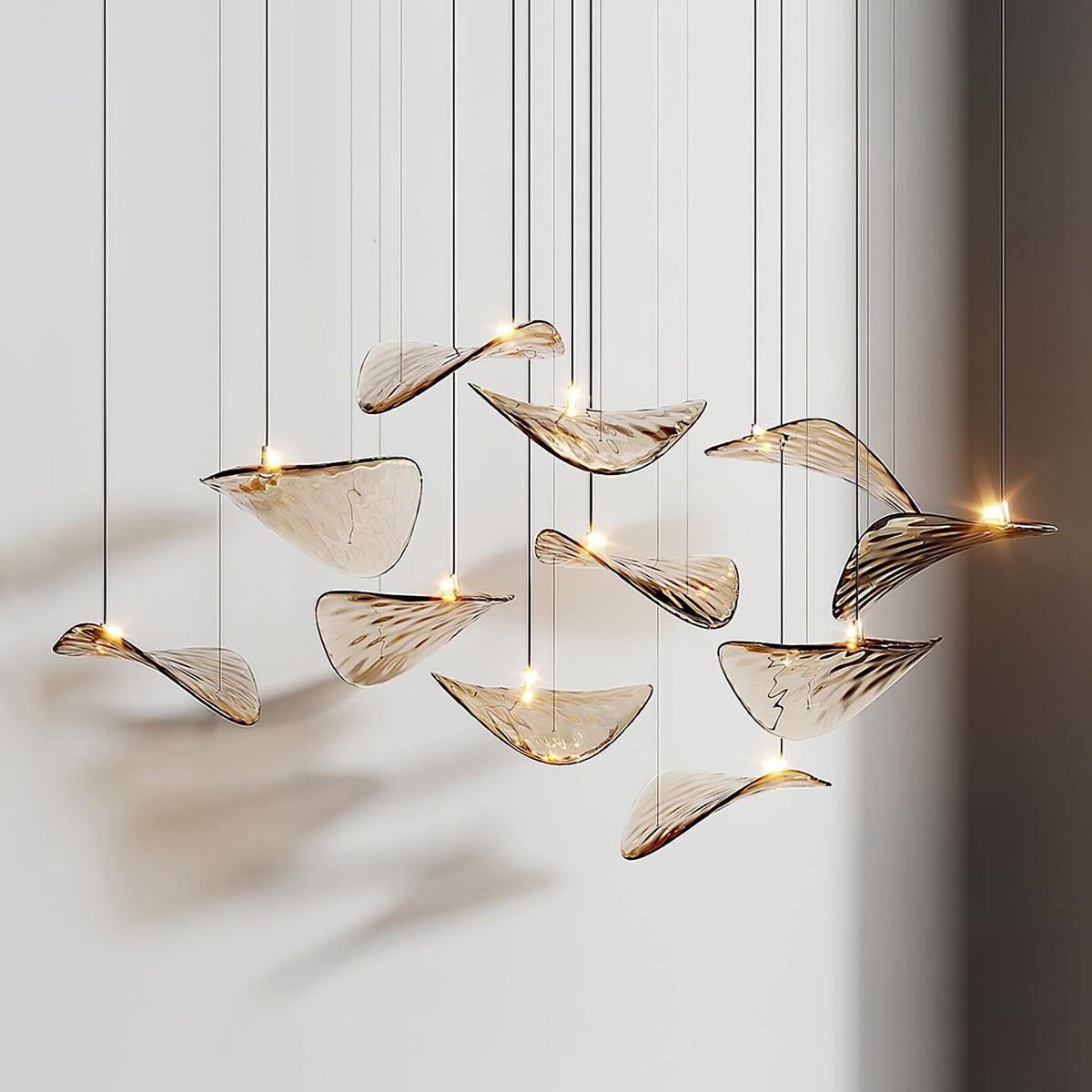 Wave Floating Leaf Chandelier-Neutral Decor