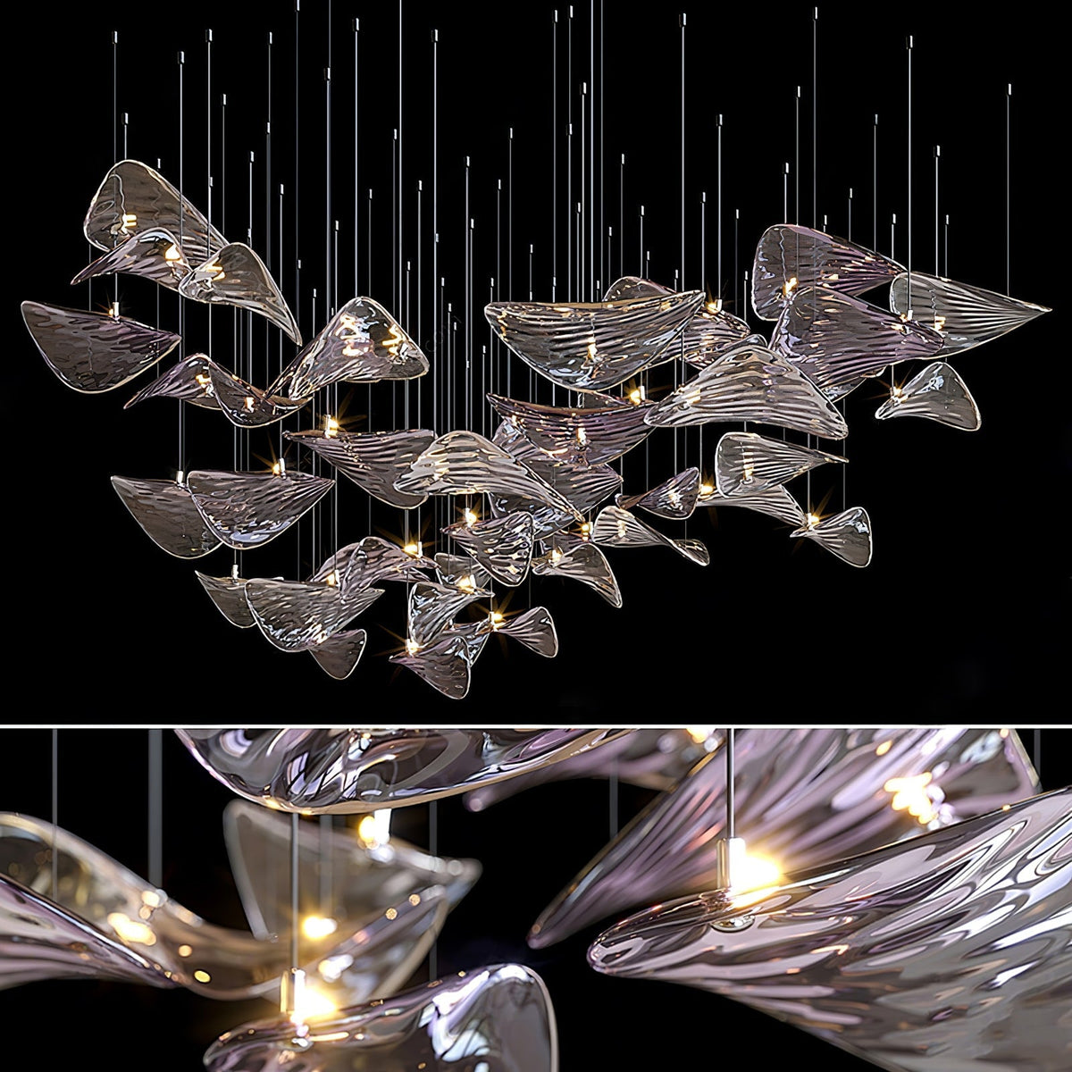 Wave Floating Leaf Chandelier-Neutral Decor