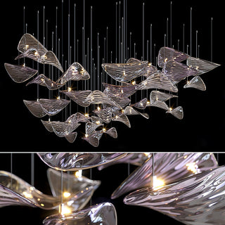 Wave Floating Leaf Chandelier-Neutral Decor