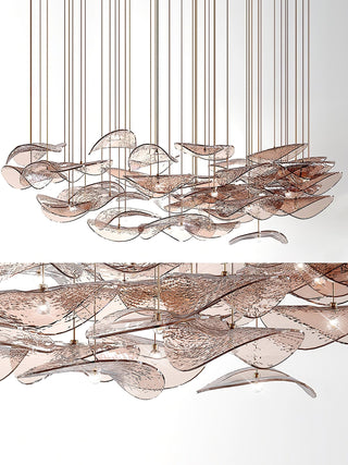 Wave Floating Leaf Chandelier-Neutral Decor