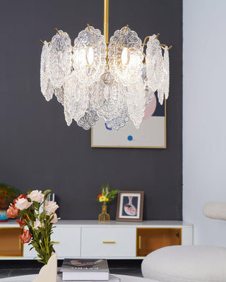 Lustra Lustre Vague en Verre et Fer Forgé Élégant-Luire
