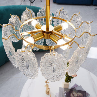 Lustra Lustre Vague en Verre et Fer Forgé Élégant-Luire