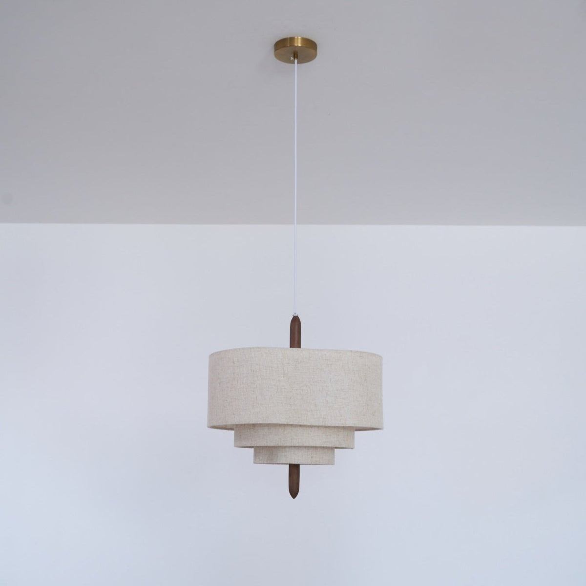 Paveya Élégance Vague Échelle Bois Tissu Pendentif Lampe