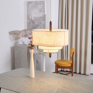 Eldorora Élégance Vague Échelle Bois Tissu Pendentif Lampe