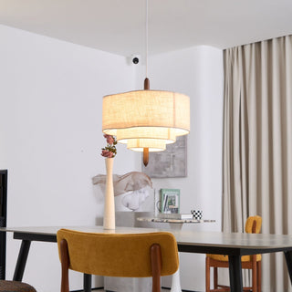 Eldorora Élégance Vague Échelle Bois Tissu Pendentif Lampe