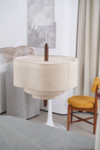 Eldorora Élégance Vague Échelle Bois Tissu Pendentif Lampe