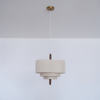 Eldorora Élégance Vague Échelle Bois Tissu Pendentif Lampe