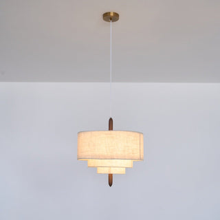 Eldorora Élégance Vague Échelle Bois Tissu Pendentif Lampe
