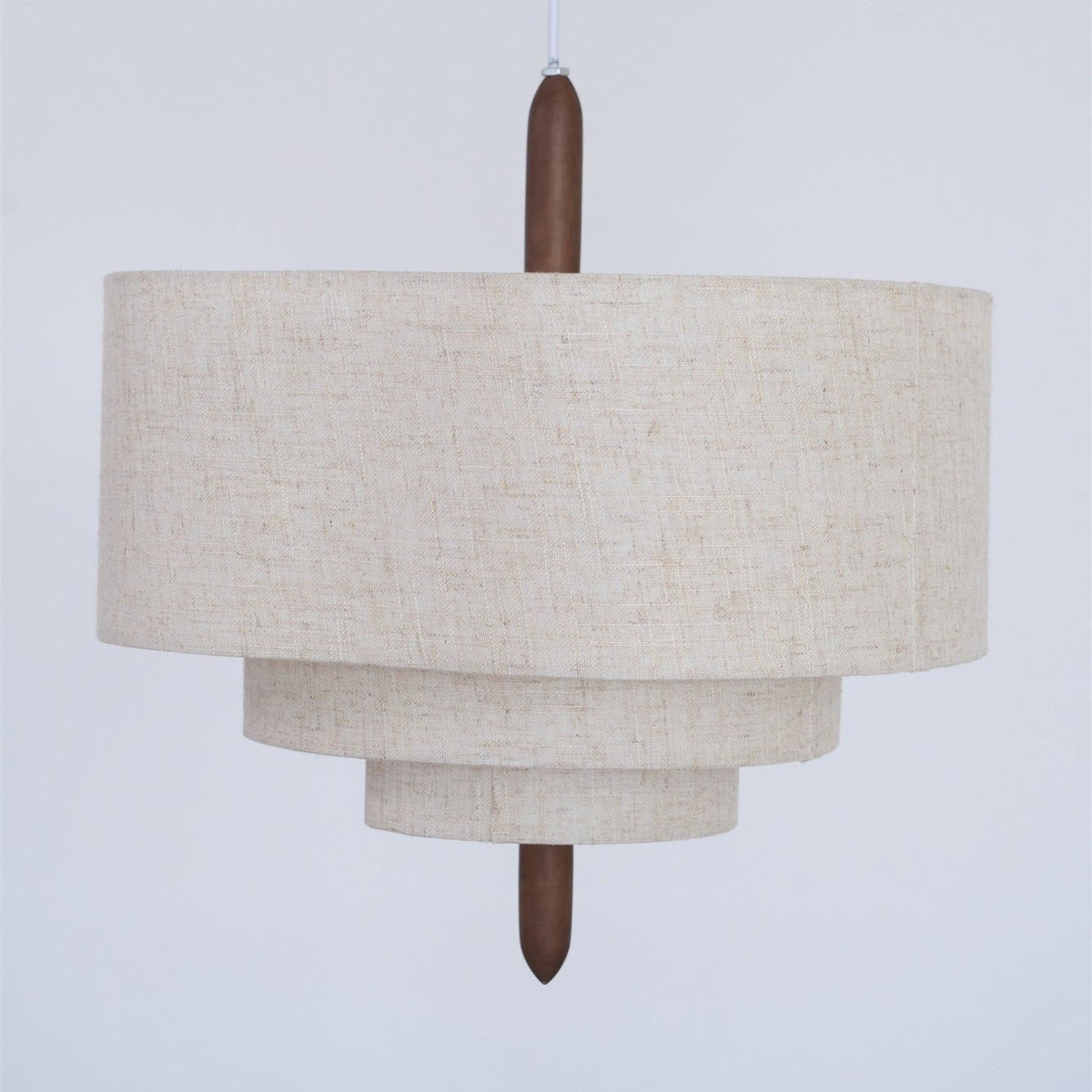 Paveya Élégance Vague Échelle Bois Tissu Pendentif Lampe