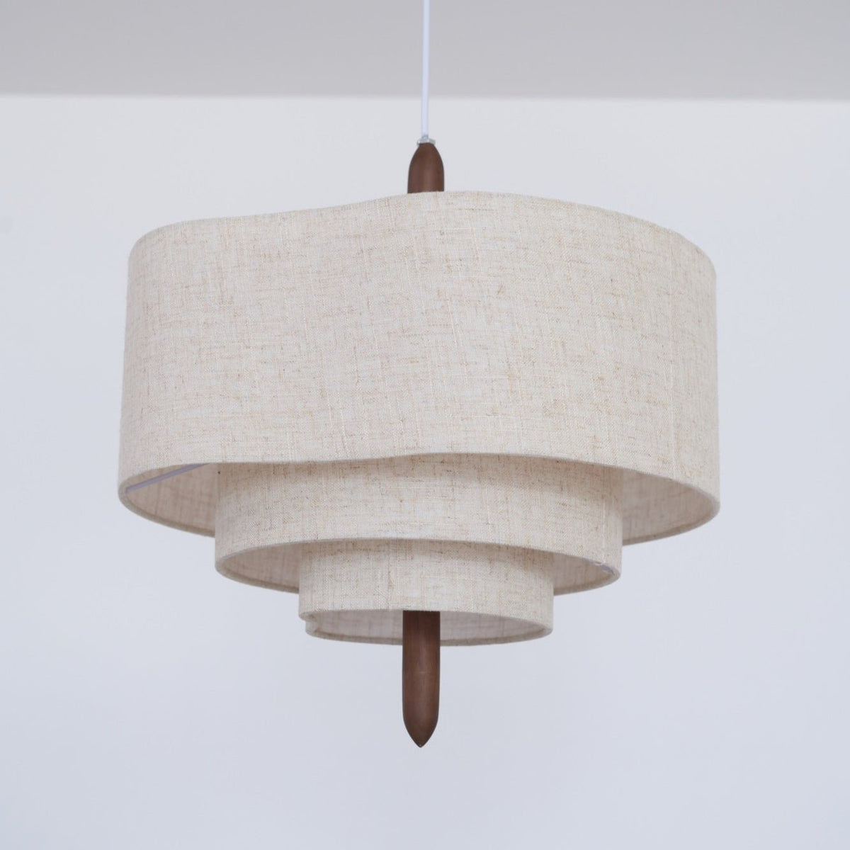 Paveya Élégance Vague Échelle Bois Tissu Pendentif Lampe