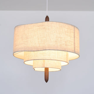 Eldorora Élégance Vague Échelle Bois Tissu Pendentif Lampe