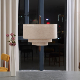 Eldorora Élégance Vague Échelle Bois Tissu Pendentif Lampe