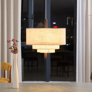 Eldorora Élégance Vague Échelle Bois Tissu Pendentif Lampe
