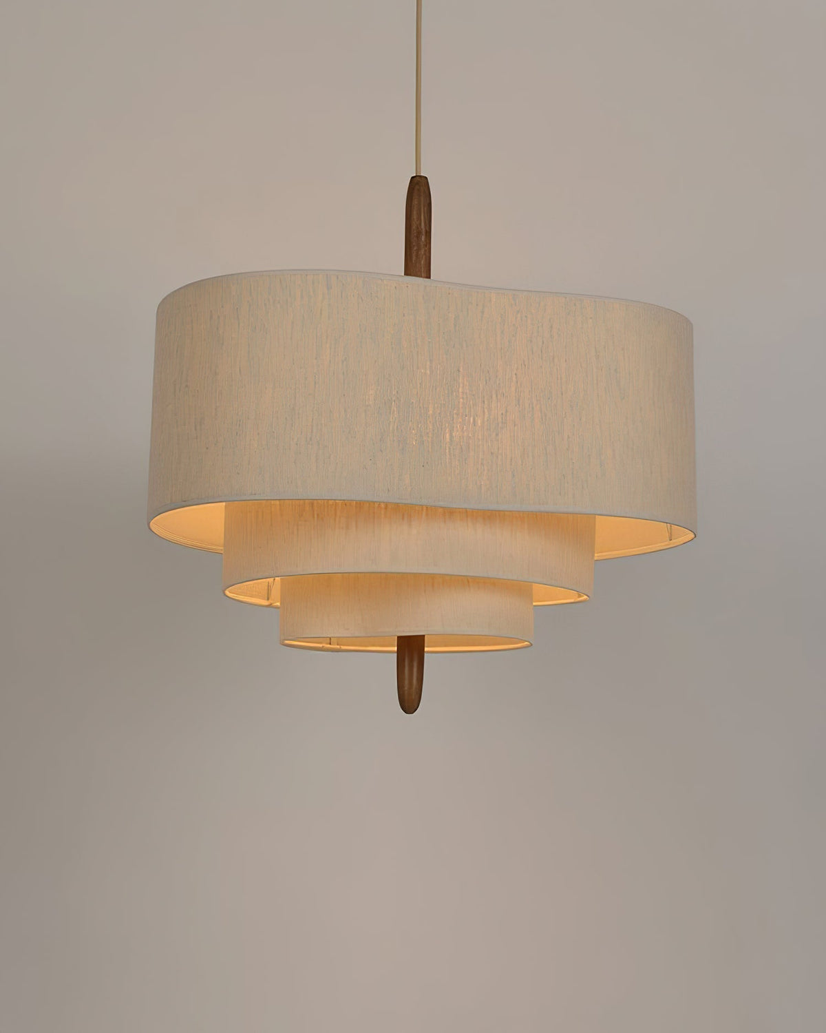 Paveya Élégance Vague Échelle Bois Tissu Pendentif Lampe