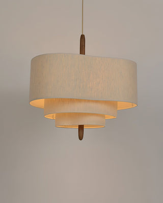 Eldorora Élégance Vague Échelle Bois Tissu Pendentif Lampe