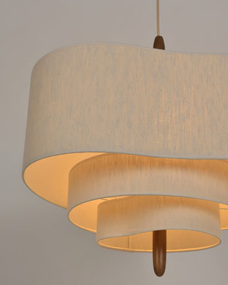 Eldorora Élégance Vague Échelle Bois Tissu Pendentif Lampe